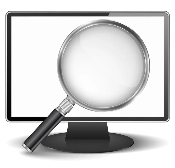 monitor de la computadora con lupa — Vector stock © human_306 ...