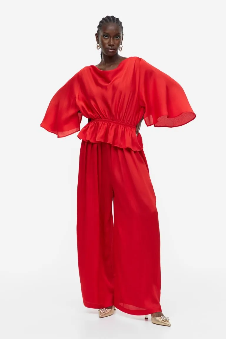 Mono de crepé - Rojo vivo - Ladies | H&M MX Mono de crepé - Rojo vivo - Ladies | H&M MX
