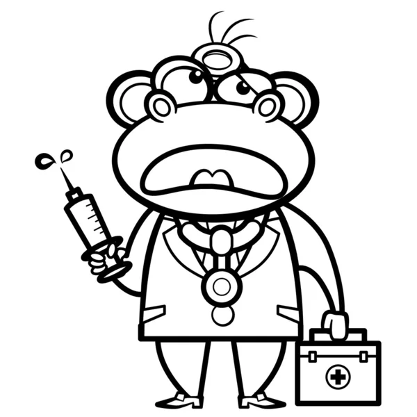 mono de dibujos animados de colorear médico con la jeringa y ... mono de dibujos animados de colorear médico con la jeringa y ...