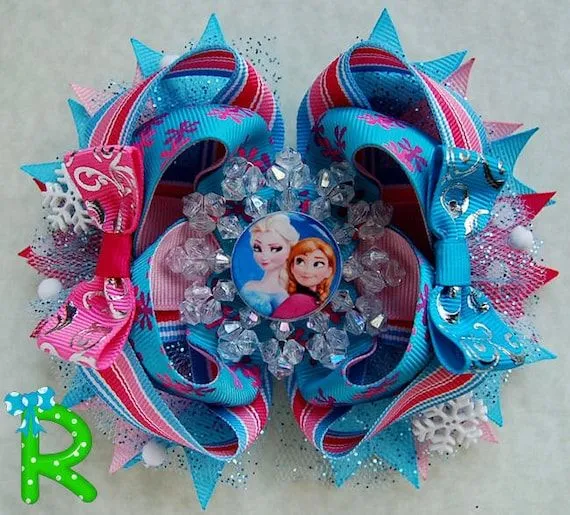 Elsa & anna hair bow disney Ott Bow frozen by RoshelysBowtique