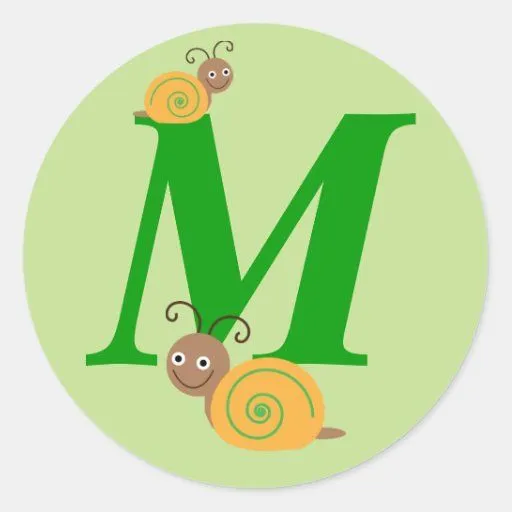 O monograma M inicial brian o caracol caçoa etique Adesivos de Zazzle. O monograma M inicial brian o caracol caçoa etique Adesivos de Zazzle.