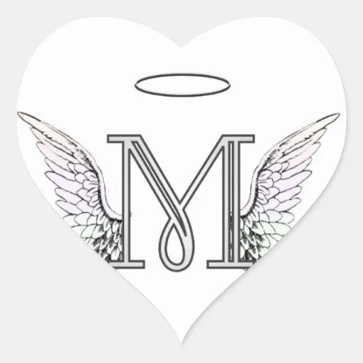 Monograma inicial de la letra M con las alas y Pegatina En Forma ... Monograma inicial de la letra M con las alas y Pegatina En Forma ...