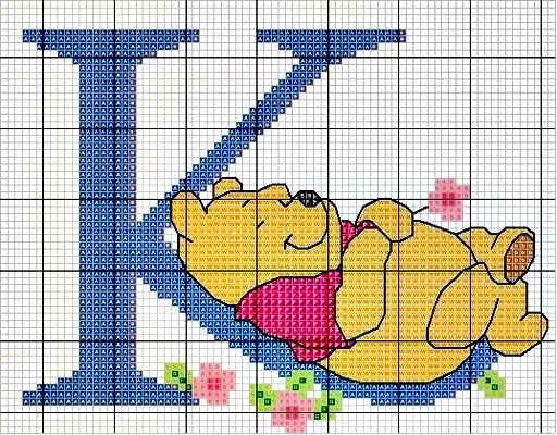 Monograma Ursinho Pooh - letra K #bordado #CoatsCorrente ...