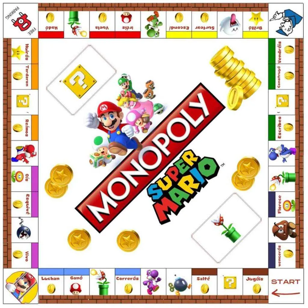 Monopoly de Super Mario Bros: El mejor juego de mesa para aprender los verbos. - Los 3 padawan y mamá Monopoly de Super Mario Bros: El mejor juego de mesa para aprender los verbos. - Los 3 padawan y mamá