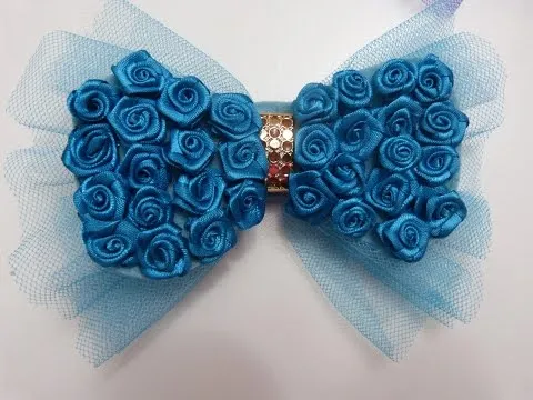 moños corbatin grades decorados con rosas rococo en cinta raso y ...