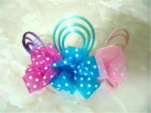 Moños flores de organza para el cabello - YouTube