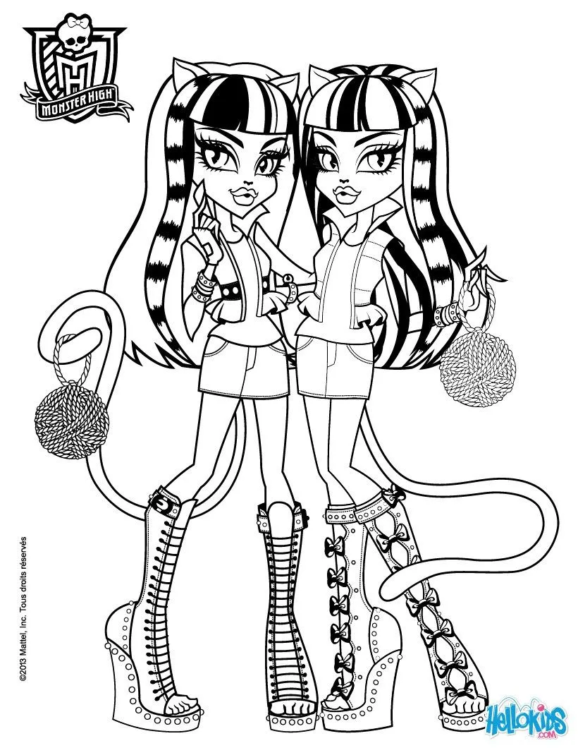 MONSTER HIGH coloring pages - Werecat's sisters MONSTER HIGH coloring pages - Werecat's sisters
