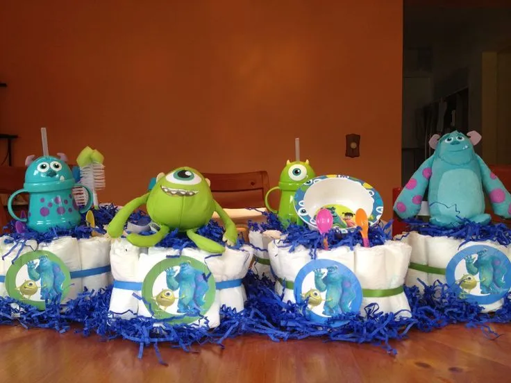 Monsters Inc Diaper Cakes | Monsters Inc Baby Shower Ideas | Pinterest