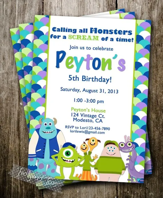 Monsters Inc Inspired University inspired Invitation by 2SweetTeas