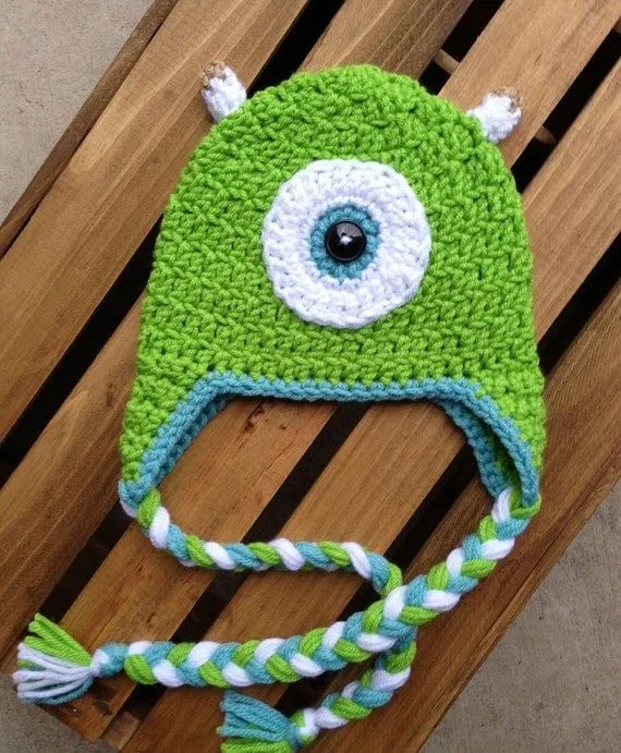 Monsters Inc. Mike Wazowski ganchillo gorro por MadeByMaggieAnne Monsters Inc. Mike Wazowski ganchillo gorro por MadeByMaggieAnne