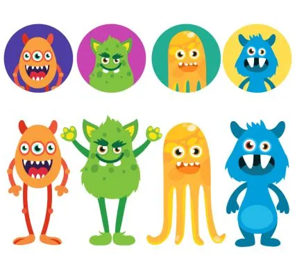 8 monstruo de dibujos animados con Avatar diseño de material de ...