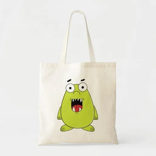 Monstruo verde lindo bolsa tela barata | Zazzle