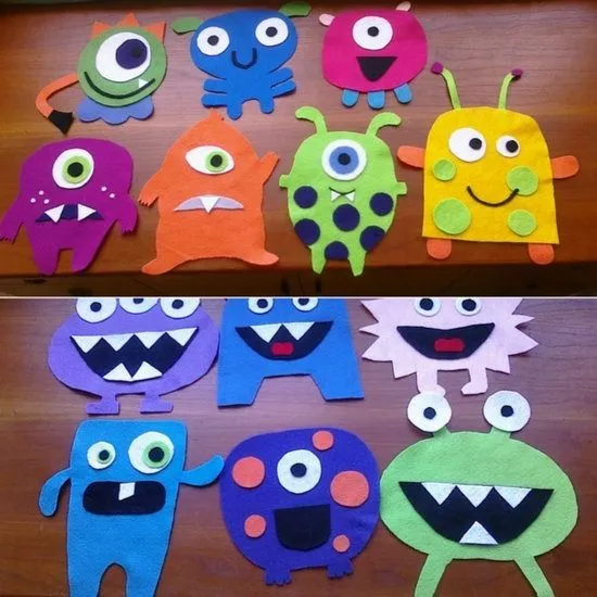 Monstruos de fieltro manualidades - Imagui