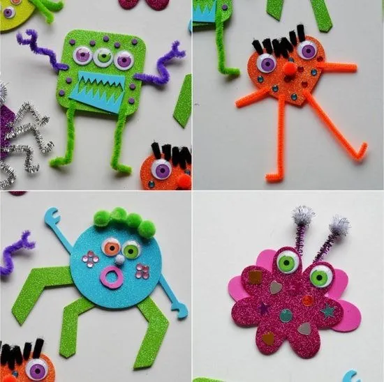 Monstruos de goma eva para Halloween - Manualidades Infantiles