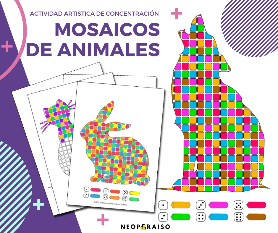 Mosaicos para Pintar de Siluetas de Animalitos Mosaicos para Pintar de Siluetas de Animalitos