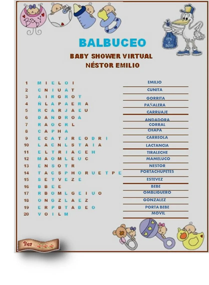 Mossita Bella Crochet y Tejido ": RESPUESTAS JUEGO BABY SHOWER!!!