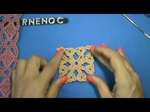 MOTIVO CUADRO CON CADENAS Y PUNTO ABANICO GANCHILLO CROCHET, EASY ... MOTIVO CUADRO CON CADENAS Y PUNTO ABANICO GANCHILLO CROCHET, EASY ...