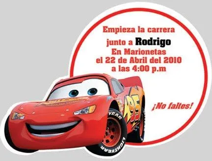 Tarjetas de invitación de Cars para cumpleaños - Imagui