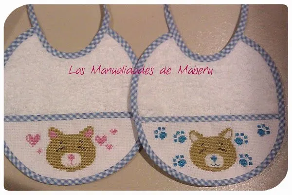 Oso punto de cruz para baberos - Imagui