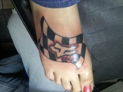 Motocross tattoo :) fox logo with my dads old racing number ... Motocross tattoo :) fox logo with my dads old racing number ...