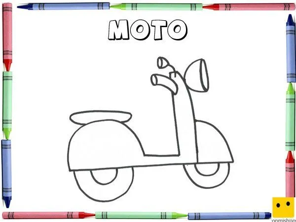 Dibujo para colorear con los niños de una moto Dibujo para colorear con los niños de una moto