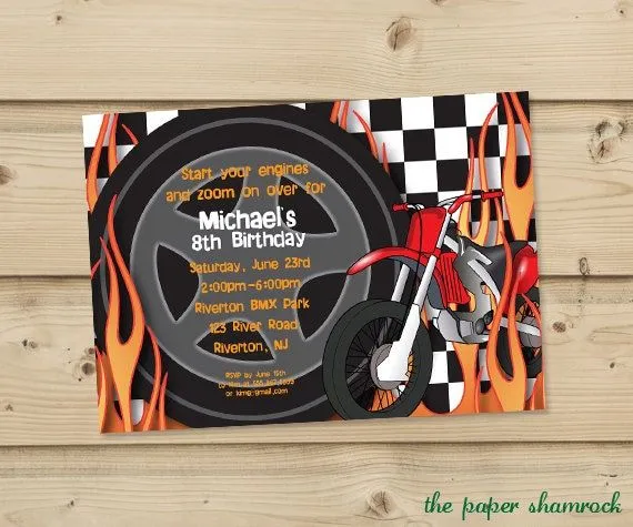 Motos niños invitaciones de cumpleaños por ThePaperShamrock Motos niños invitaciones de cumpleaños por ThePaperShamrock