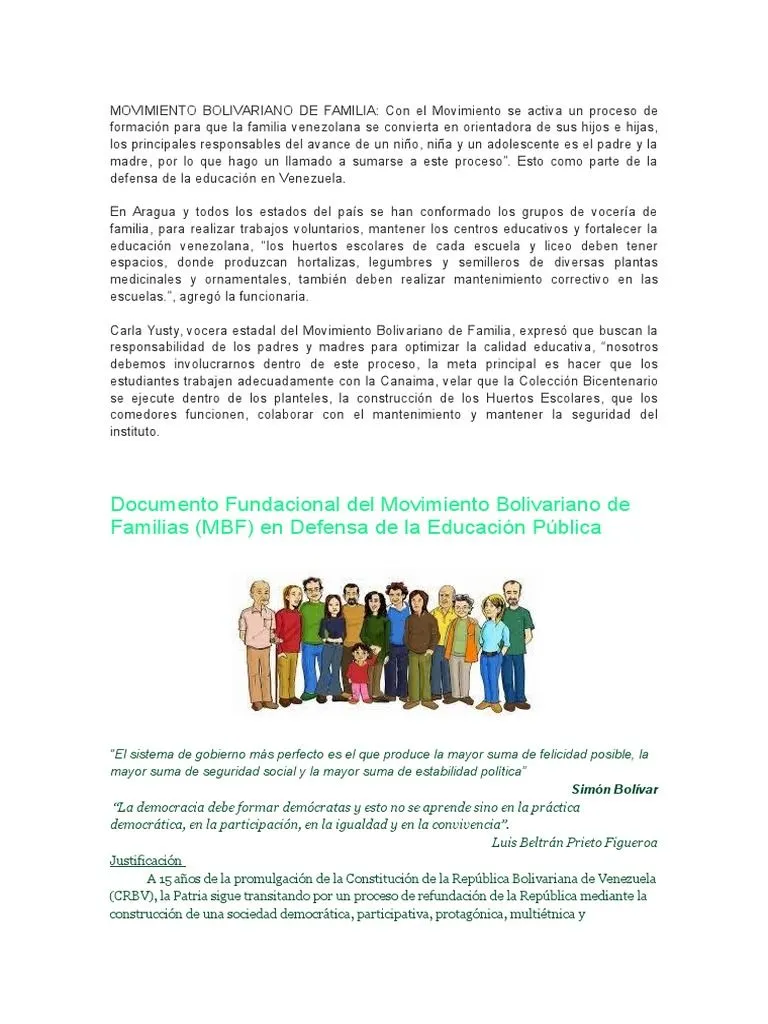 Movimiento Bolivariano de Familia | PDF | Venezuela | Democracia Movimiento Bolivariano de Familia | PDF | Venezuela | Democracia