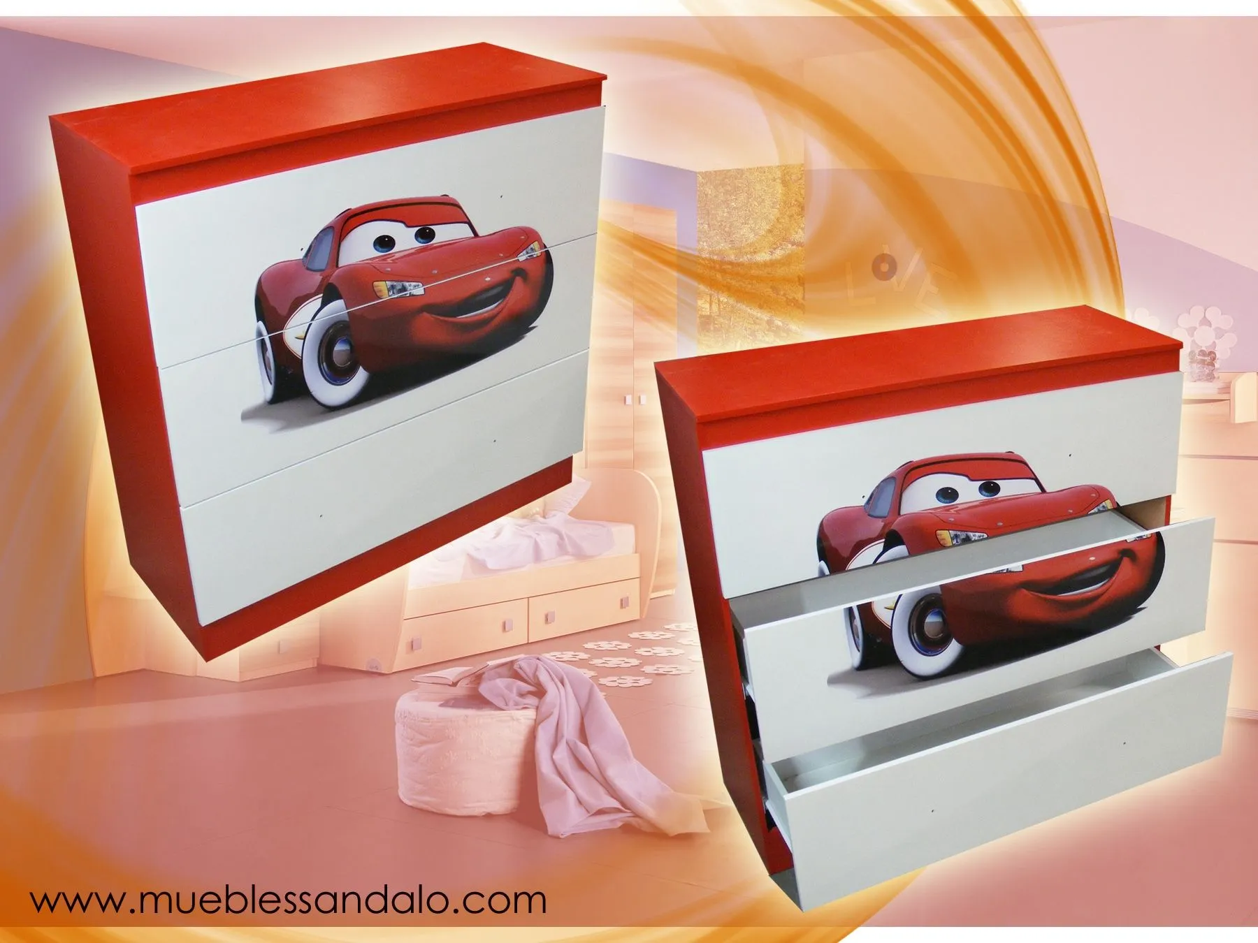 Mueble infantil cajonera de CARS | Muebles Sándalo Mueble infantil cajonera de CARS | Muebles Sándalo