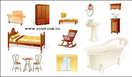 Muebles, artículos para el hogar icono vector material Vector ...