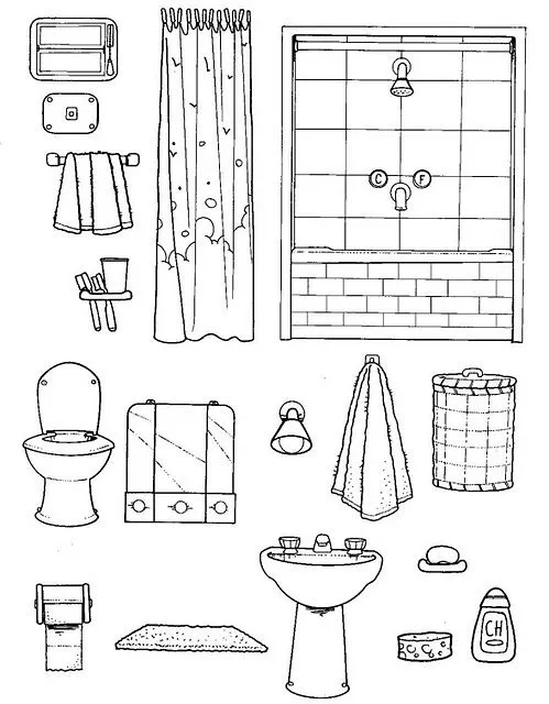 Dibujo para colorear de un baño - Imagui