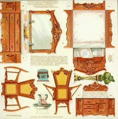MUEBLES RECORTABLES PARA CASITAS DE MUÑECAS - TOCADOR, ESPEJO ...