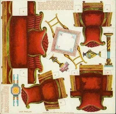 MUEBLES RECORTABLES - SALITA DE ESTAR COMPLETA, SOFÁS, MESITA Y ...