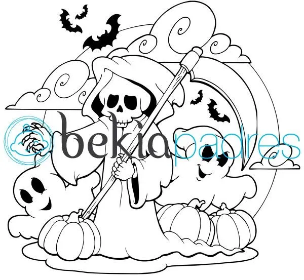 Muerte y fantasmas: dibujo para colorear