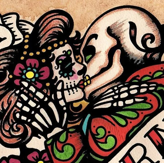 Dia de los Muertos AMOR ETERNO Day of the Dead Art Print 8 x 10 or ...