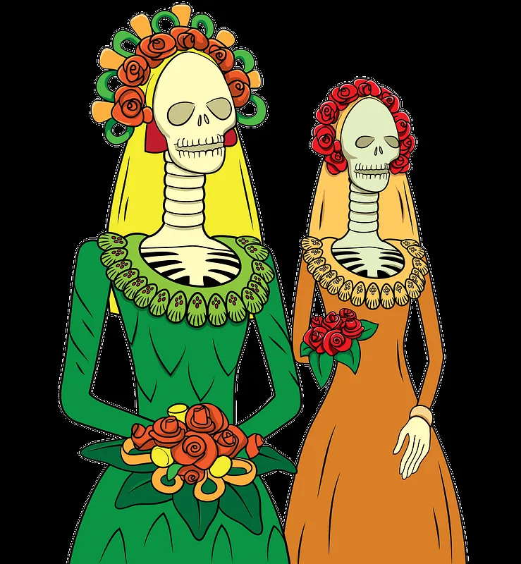 Día de los muertos catrinas clipart. Dibujos animados descargar gratis. |  Creazilla