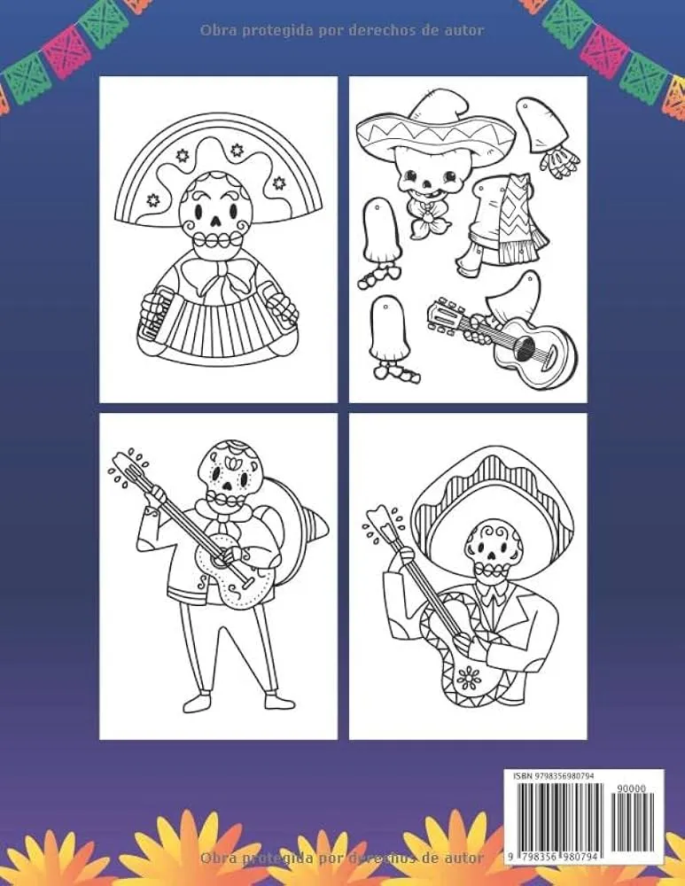 Día de Muertos para colorear libro para niños: 30 Fáciles y hermosos diseños del Día de los Muertos para colorear, incluyendo láminas de calaveras, ... fantasmas, sombreros y más. (Spanish Edition) : Día de Muertos para colorear libro para niños: 30 Fáciles y hermosos diseños del Día de los Muertos para colorear, incluyendo láminas de calaveras, ... fantasmas, sombreros y más. (Spanish Edition) :