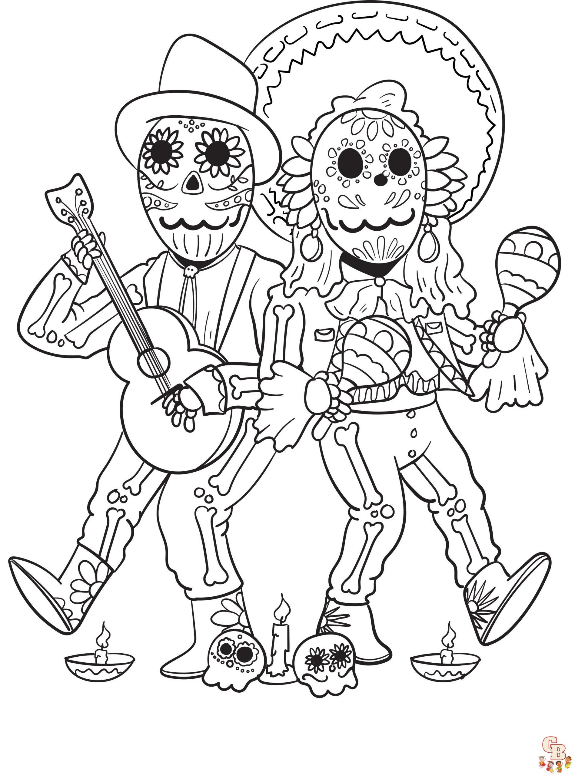 Dia de los Muertos Coloring Pages - Imprimible para Niños Dia de los Muertos Coloring Pages - Imprimible para Niños