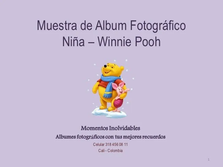 Muestra de album fotográfico niña winnie pooh