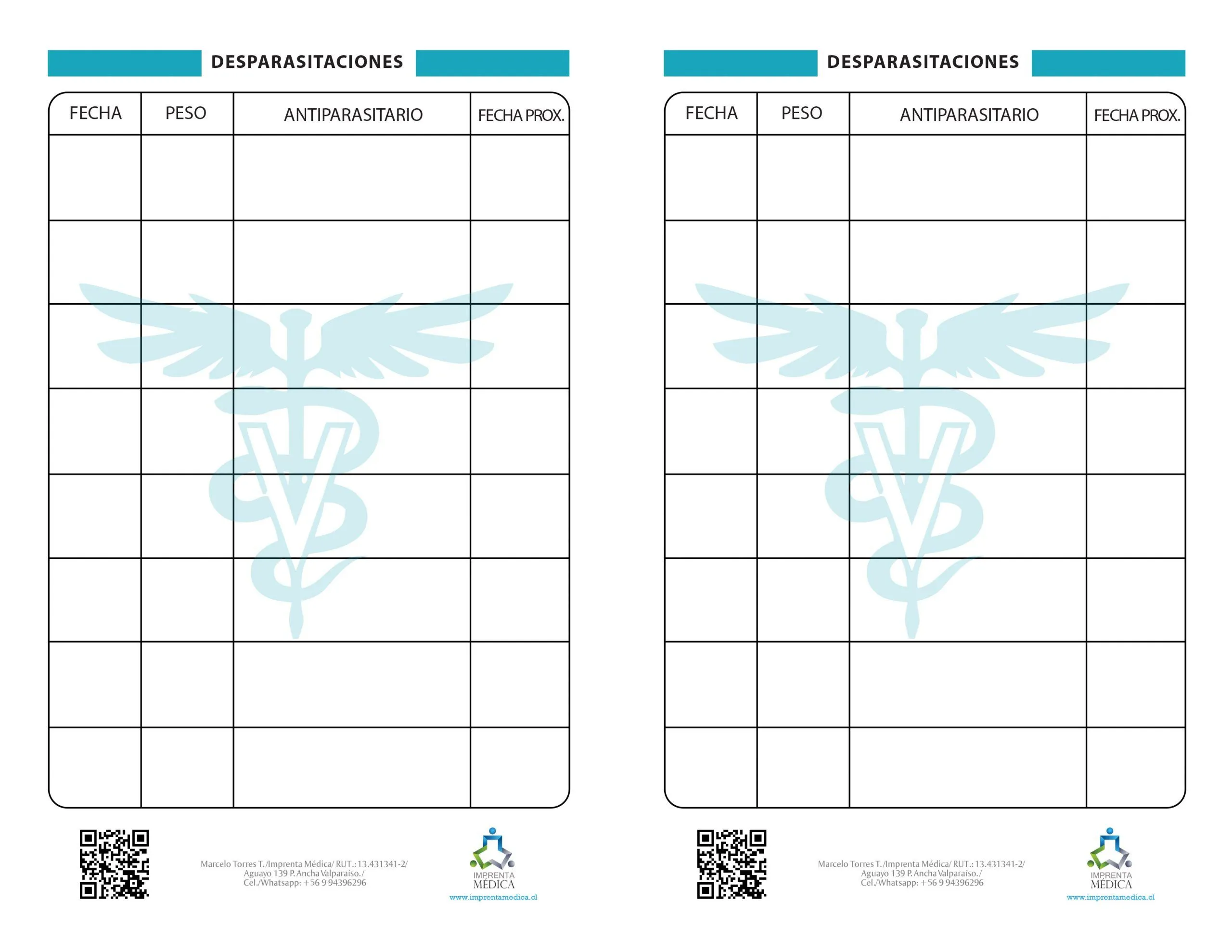 Muestra 3 Carné de Vacunación/Desparasitación – Imprenta Médica Muestra 3 Carné de Vacunación/Desparasitación – Imprenta Médica