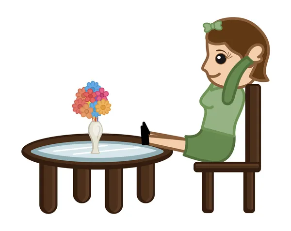 Mujer de dibujos animados descansando en silla — Vector stock ...