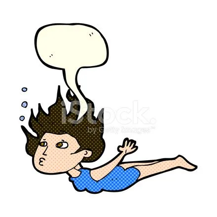 Mujer DE Dibujos Animados Nadar Bajo El Agua Con Burbujas DE ... Mujer DE Dibujos Animados Nadar Bajo El Agua Con Burbujas DE ...