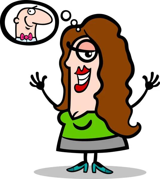 Mujer feliz pensando en dibujos animados de hombre — Vector stock ... Mujer feliz pensando en dibujos animados de hombre — Vector stock ...
