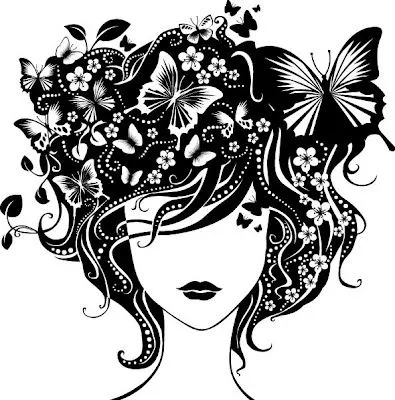Genial composición vectorial de un rostro femenino con el pelo creado ... Genial composición vectorial de un rostro femenino con el pelo creado ...