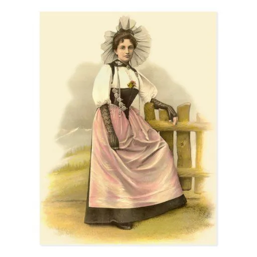 Mujer suiza hermosa en el traje tradicional, Berna Postales | Zazzle Mujer suiza hermosa en el traje tradicional, Berna Postales | Zazzle