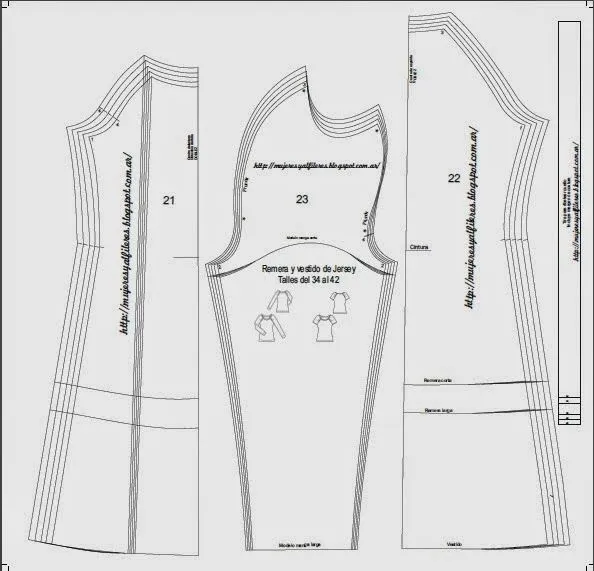 Mujeres y alfileres: Molde de remera y opción de vestido con ... Mujeres y alfileres: Molde de remera y opción de vestido con ...