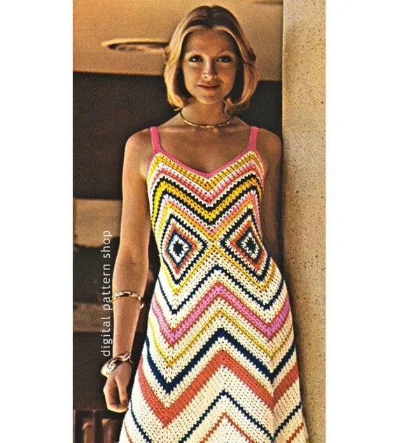 Las mujeres Crochet Patrón Chevron Vintage por DigitalPatternShop Las mujeres Crochet Patrón Chevron Vintage por DigitalPatternShop