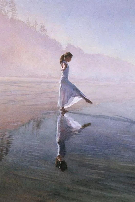 Pinturas al Óleo: Mujeres en paisaje pintadas hiperrealismo Pinturas al Óleo: Mujeres en paisaje pintadas hiperrealismo