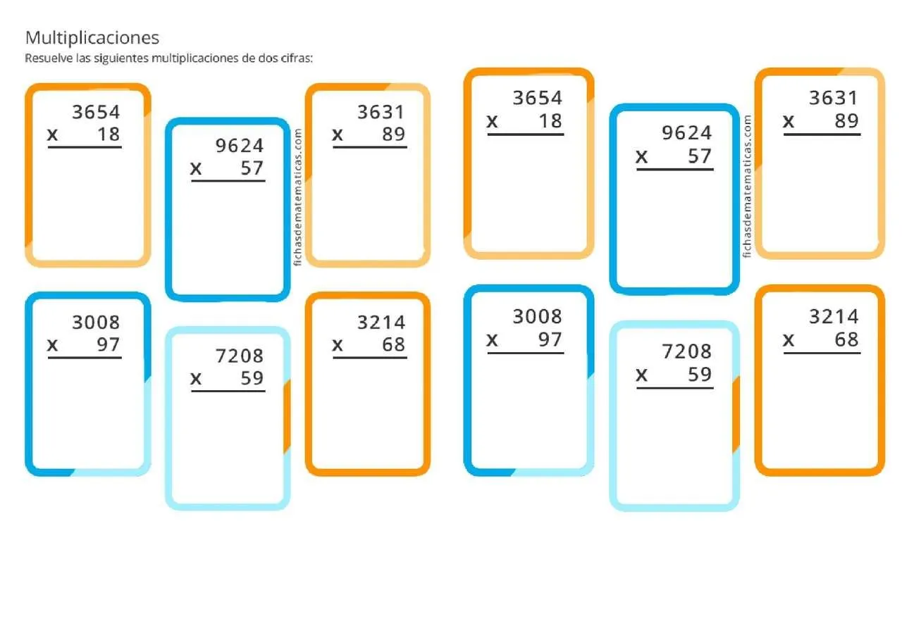 Multiplicaciones dos cifras - rompecabezas en línea Multiplicaciones dos cifras - rompecabezas en línea