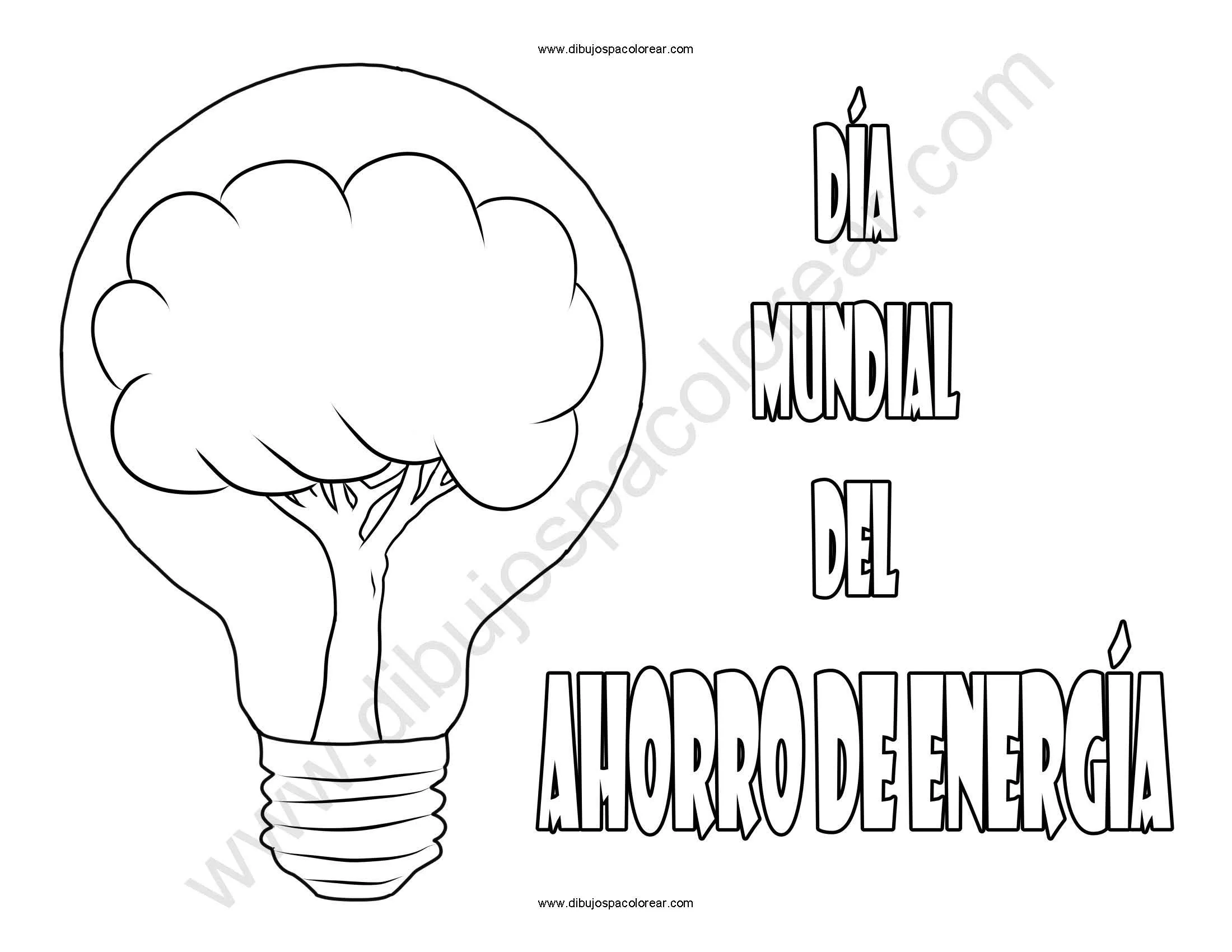 Día Mundial del Ahorro de Energía dibujo a color y para colorear Día Mundial del Ahorro de Energía dibujo a color y para colorear