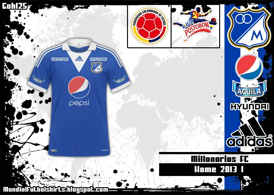Mundial Futbol Shirts: Millonarios F.C. 2013 I (Liga Postobon) Mundial Futbol Shirts: Millonarios F.C. 2013 I (Liga Postobon)